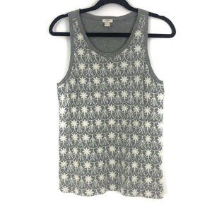 J. Crew Womens Size Small Gray Floral Crochet Front Tank Top